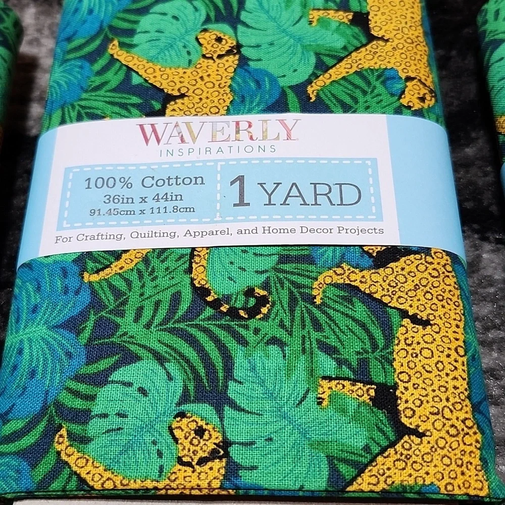WAVERLY EXOTIC JUNGLE LEOPARD PRUSSI DESIGN COTTON FABRIC MATERIAL 3-YARDS